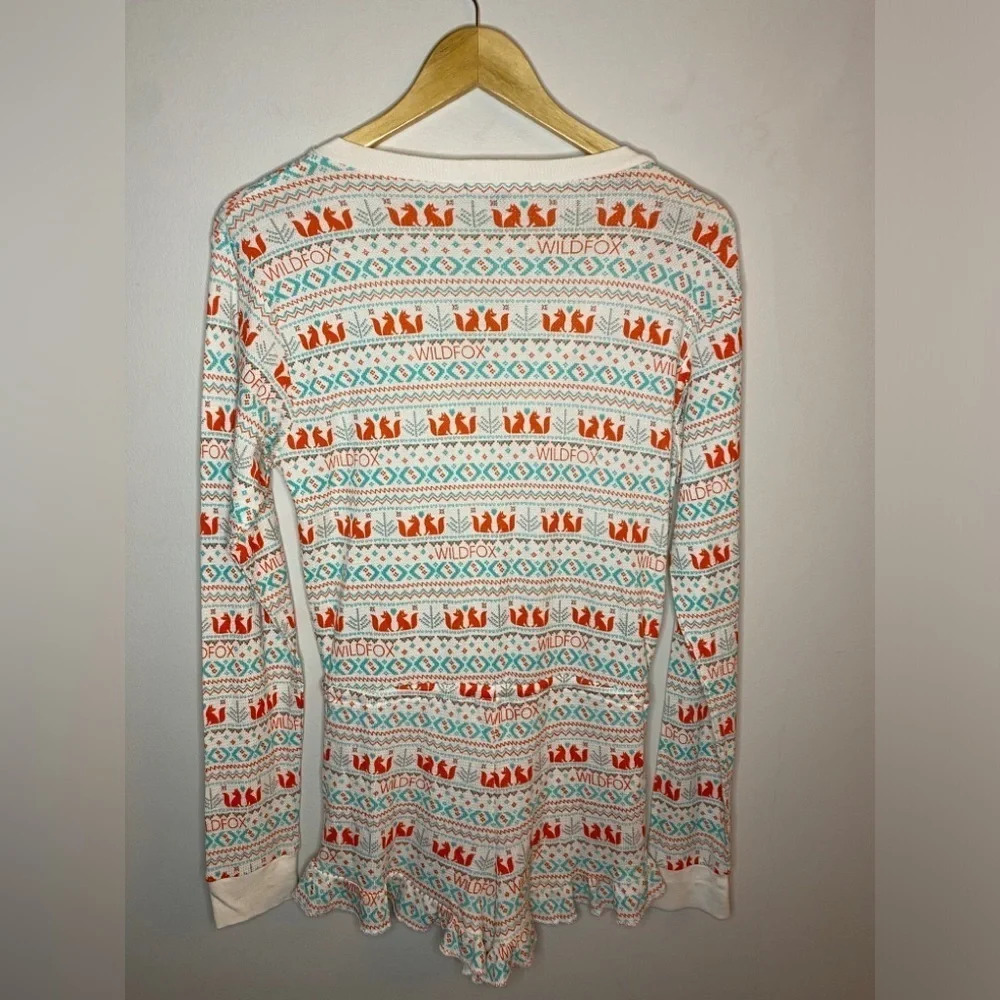 ✨Host Pick✨ Wildfox Intimates Fox Print “Ye old” Holiday Christmas Rustic Romper - Picture 4 of 8